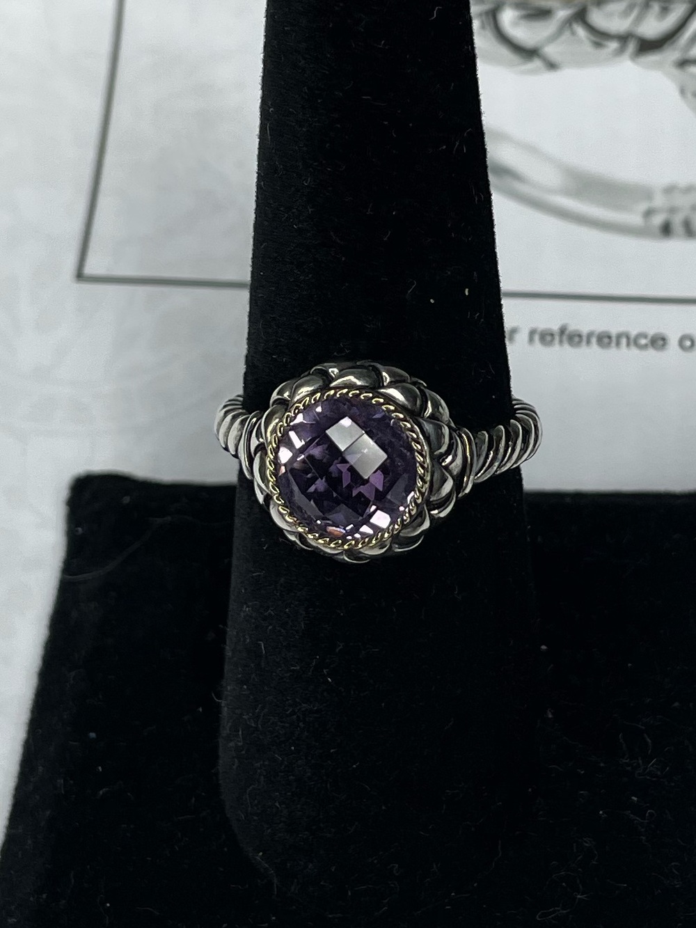 EFFY Sterling Silver Ring with Faceted Amethyst Gemstone Size 7.75
